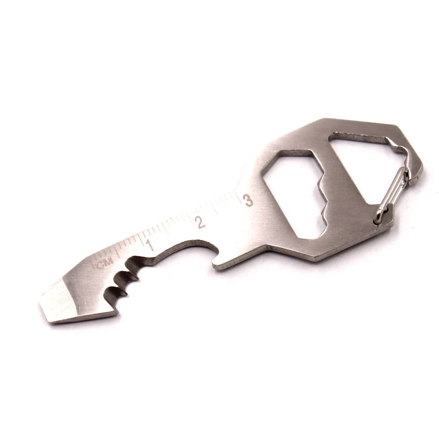 Stainless Steel Multifunction Tool Screwdriver Portable Cutting Knife Ruler Wrench Keychain  Bottle Opener
