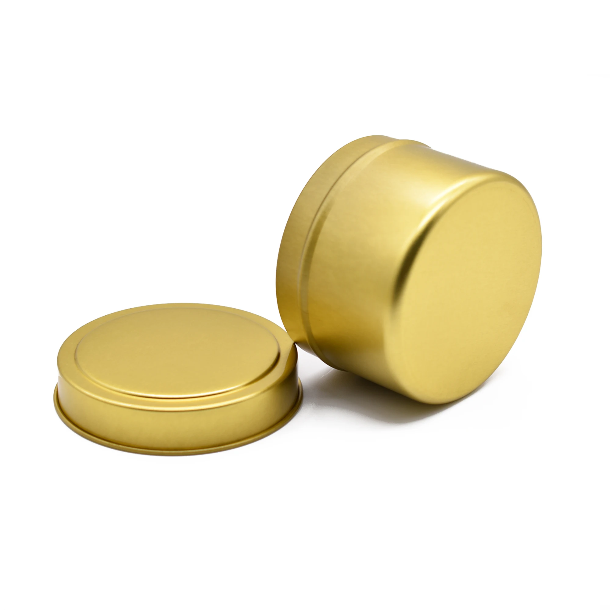 Gold Color Round Metal Tin Can Candle Pack Container With Lid