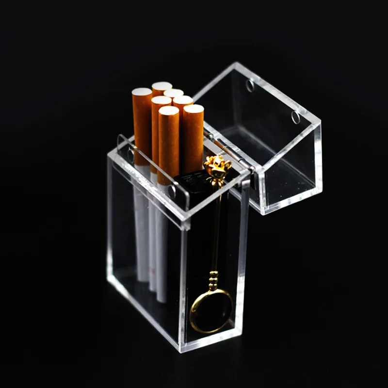 Brand new smoking accessory type acrylic plastic cigarette case transparent portable cigarette case