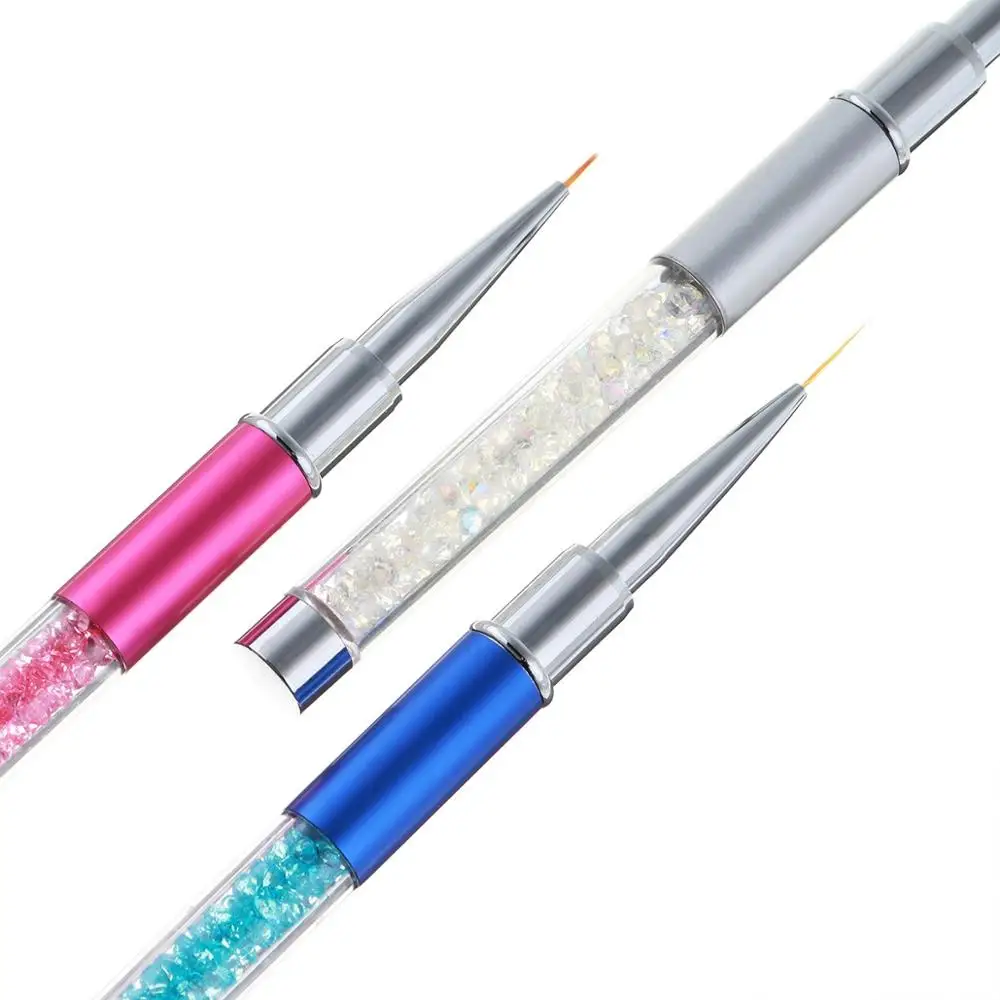
3Pcs/set Nail Art Acrylic UV Gel Extension Builder Rhinestone Painting Brush Lines Liner Pattern Drawing Pen 