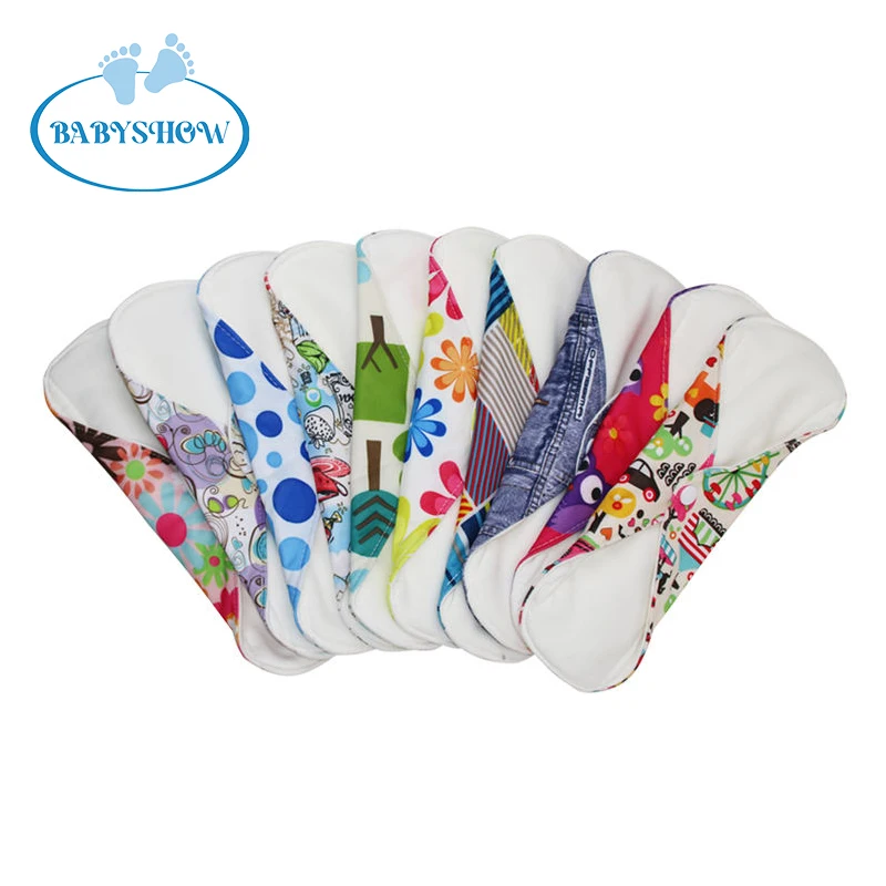 Bamboo Cloth Sanitary Pad Menstrual Pads Private Label Thick Organic Absorbent Reusable Cotton Waterproof Fabric 18.5*25 Cm