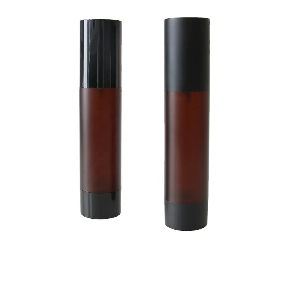 
15ml 30ml 50ml 80ml 100ml 120ml Matt Amber Black Airless Serum Pump Bottle for Cosmetic Packaging 