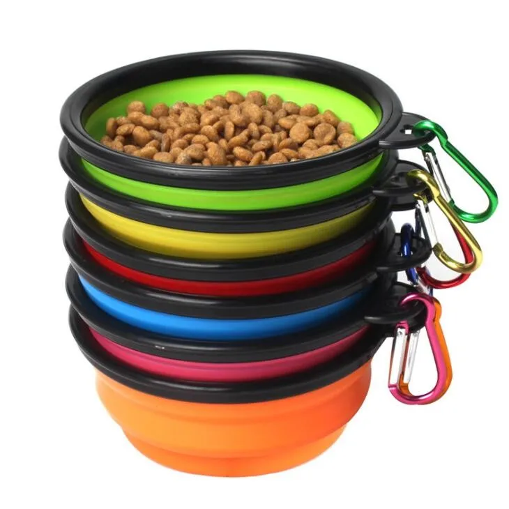 Hot Selling Collapsible Pet Dog Bowl,Silicone Portable Foldable Water Bowls with Carabiner Clip
