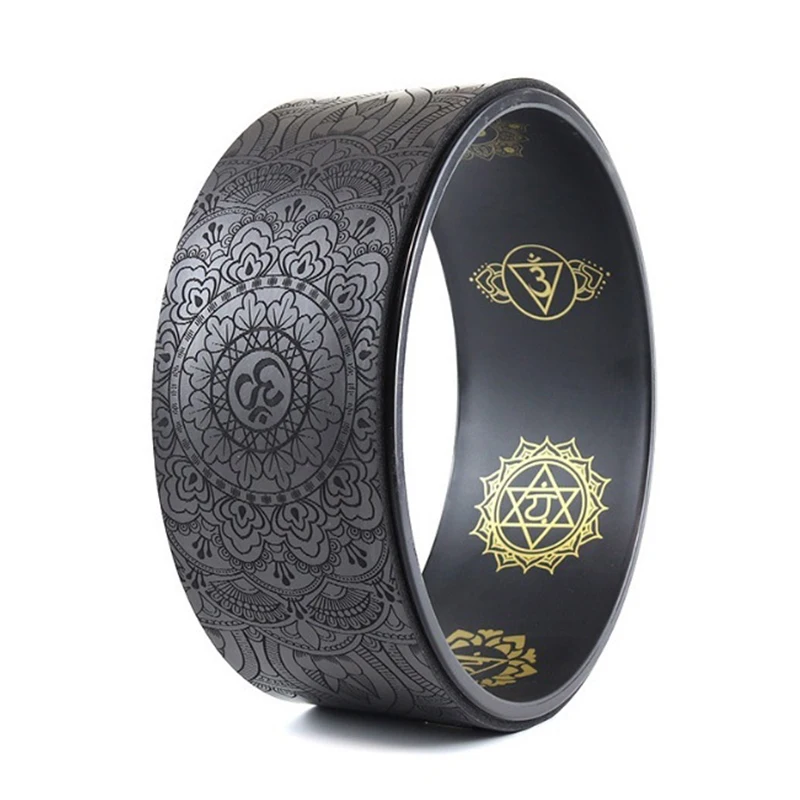 Yoga Wheel Natural Yoga Auxiliary Wheel Massage Mandala Pattern Wheel Backbend Artifact Pilates Yoga Circle