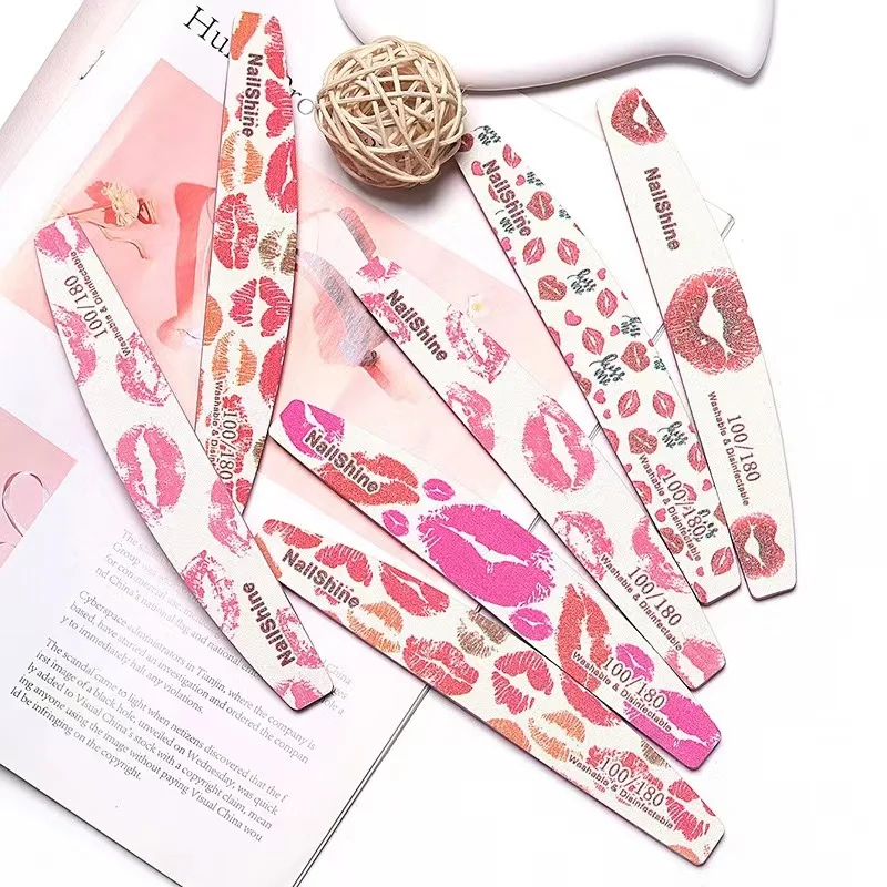 5/10 Pcs/Lot Professional Manicure Nail File Equipment Reuse Half Moon Nails File Tool Grit 100/180 Suitable Nails Polishes Shop