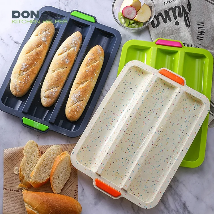 3 Loaf Non-stick silicone french bread baking pans Silicone Baguette Pan
