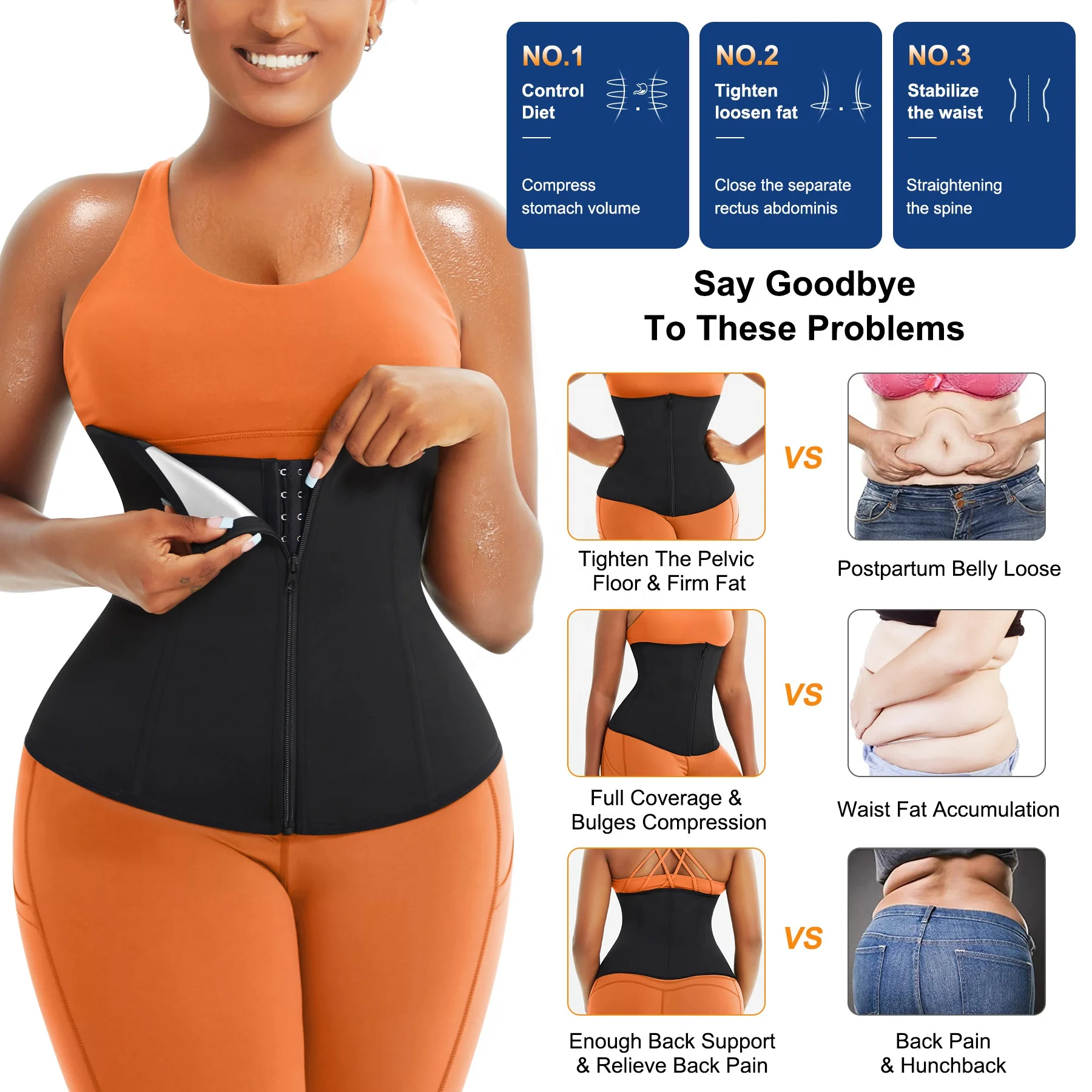 Trending Custom Logo Waist Trainers for Women Belly Fat Sauna Suit Waist Trimmer Sweat Bands for Hourglass Body Shaping