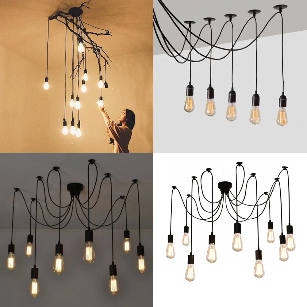 3/6/8/12 Leds Retro Chandelier Vintage Light E27 85-265V 4W ST64 Bulb Pendent Light Lampara Cafe Dining Office Bar Decoration