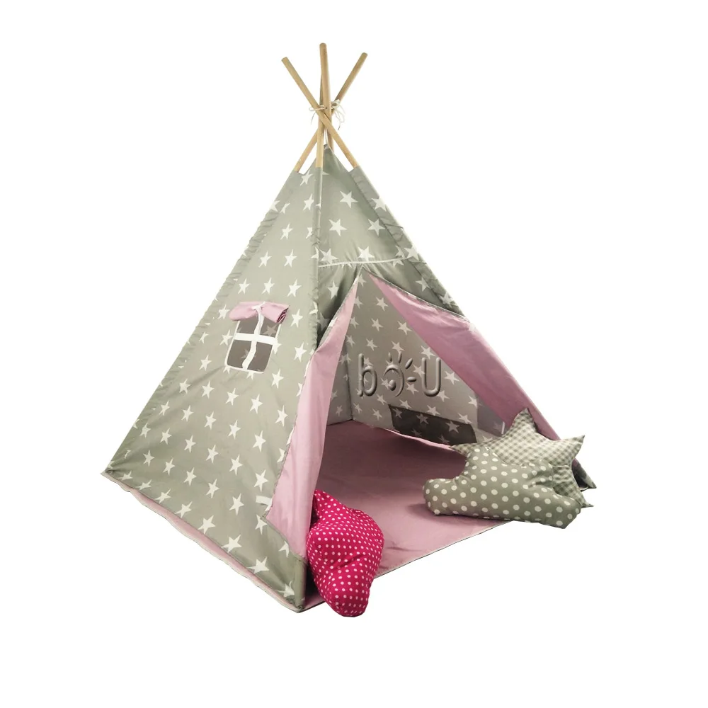 2023 China  Promotional Wholesale Custom Canvas Wooden Kids Camping Children Play Teepee Tipi Indian Tent