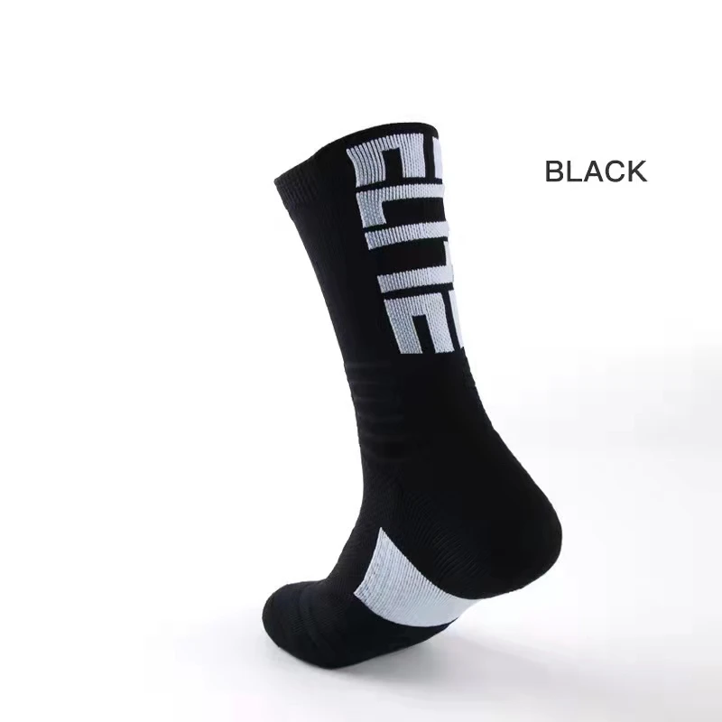 Logo Design Customized Cushion Thick Terry Non-slip Bottom Crew Calcetines Elite Sport Socks Men Basketball