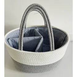 Hot Sale 100% Cotton Rope Baby Diaper Bags Changeable Compartments Folded Convenient Cotton Rope Baby Diapers Basket