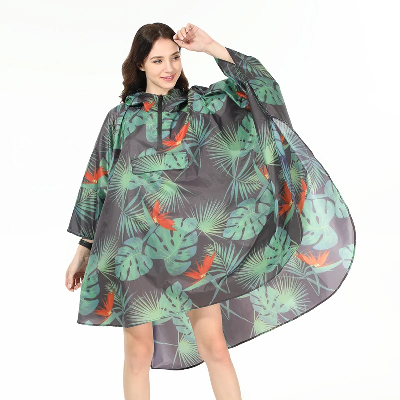 ODM OEM Leopard Printing Motorcycle Outdoor Riding Cycling 100% Polyester Women Poncho Rain with Waterproof Zipper