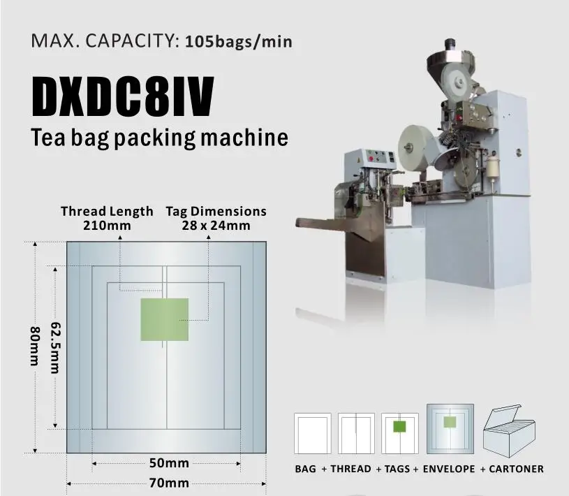 Tea Bag Packing Machine For Small Business With String And Tag Automatic Inner And Outer Tea Bag Packing Machine