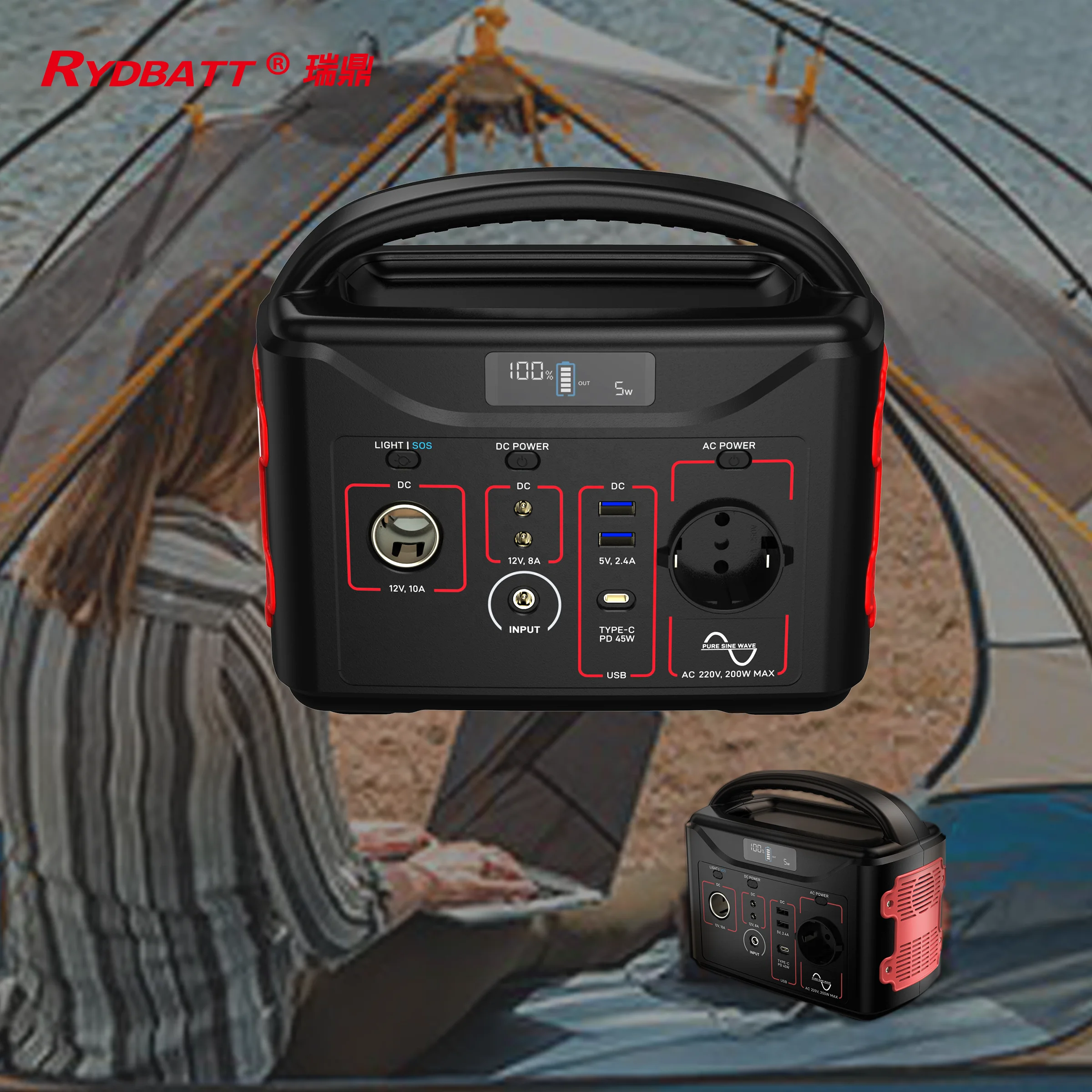 High capacity lifepo4 battery power station 300W solar generator solar system DC AC charger rechargeable portable power station