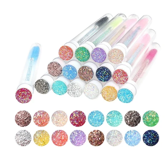 Smile Face Eyelash Spoolie Brush Lash applicator  Wand Diamond Crystal Eyelash Tubes Spoolie
