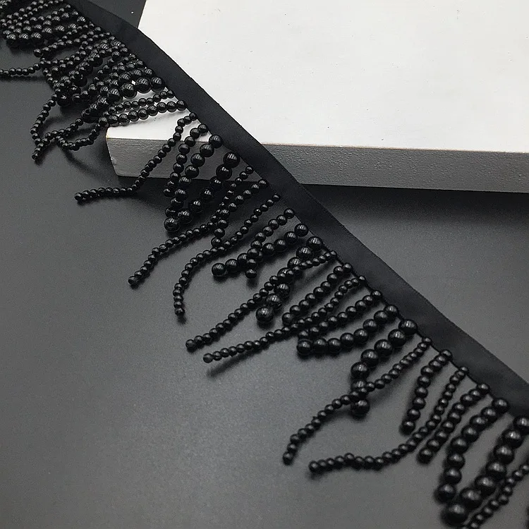 
GUGUTREE Pearl Beaded Lace Edge Trim,beads laces trims Ribbon,Bridal Dress Tassels ribbons DIY accessory appliques,KZ-2032569 