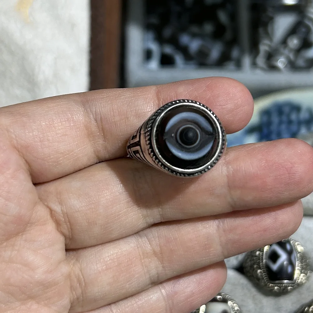 Real Gemstone Hand Carved Illuminati Ring