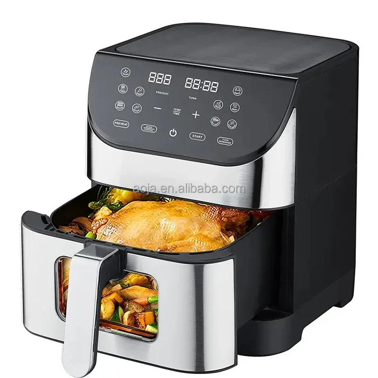 6/8L 1500W smart  air fryer with glass window air fryer Most Popular Visible Factory Price Good Quality Window LCD Display