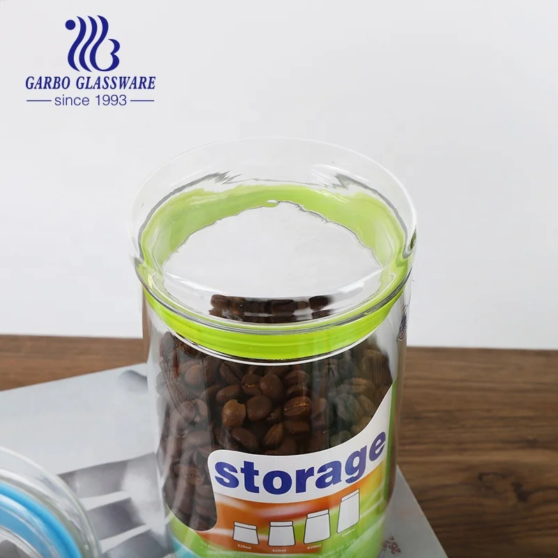 Customized designs borosilicate glass storage jar with lid kitchenware food spaghetti beans spice keep fresh gifts for mom