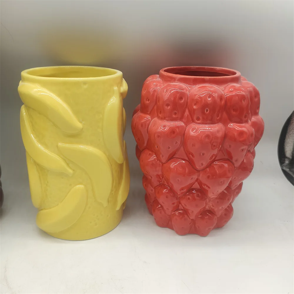Manufacturer reasonable price supplier Ceramic candy vase large modern decorative funky flower vase floor  fruit design vases