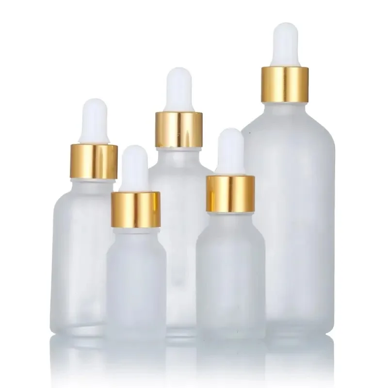 Transparent Glass Serum Hair Oil Bottle Gold Dropper Body Essential Oil Bottles 5ml 10ml 15ml 30ml 50ml 100ml