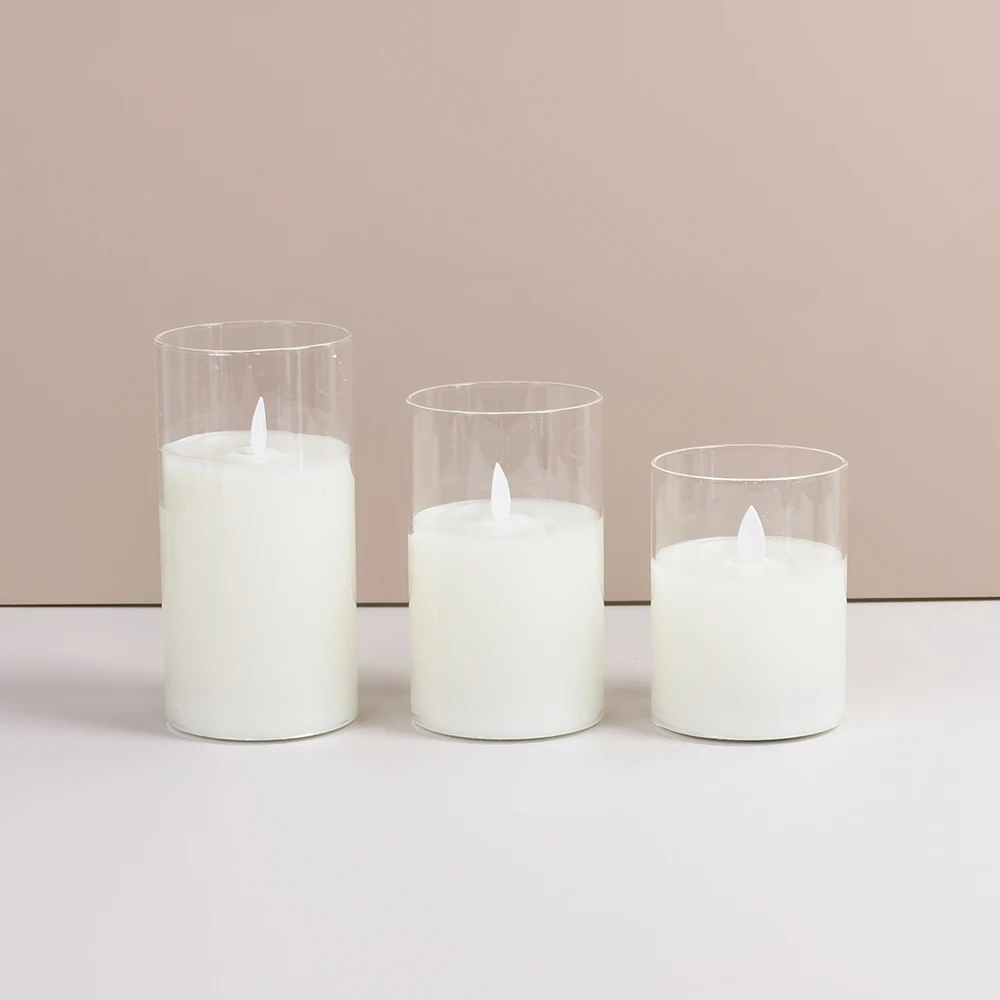 Vintage Dancing Flame Glass Led Candle for Christmas
