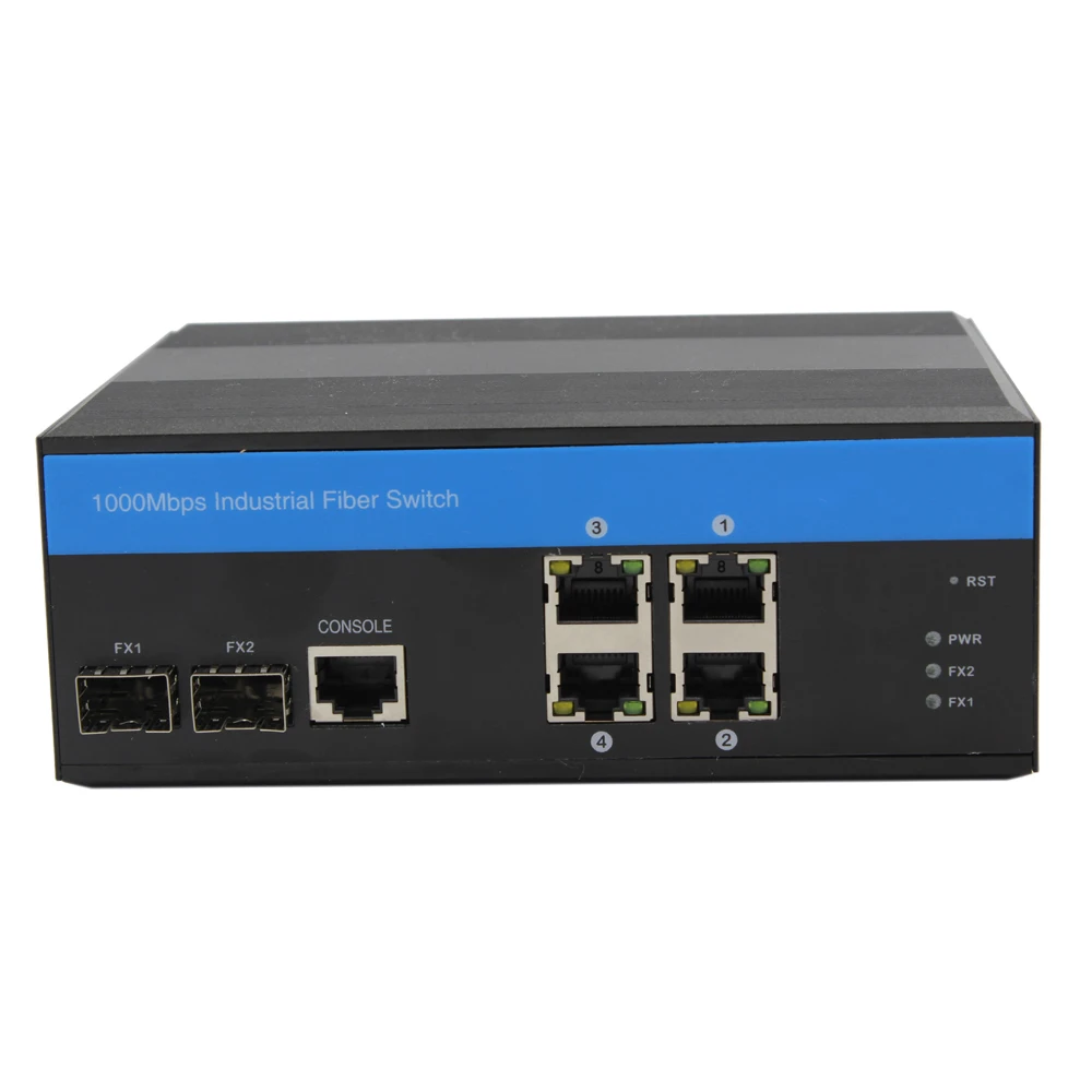 10/100/1000Mbps 2 * SFP port and 4 * RJ45 port Managed Industrial Grade Switch DC10~12V optical ethernet switch