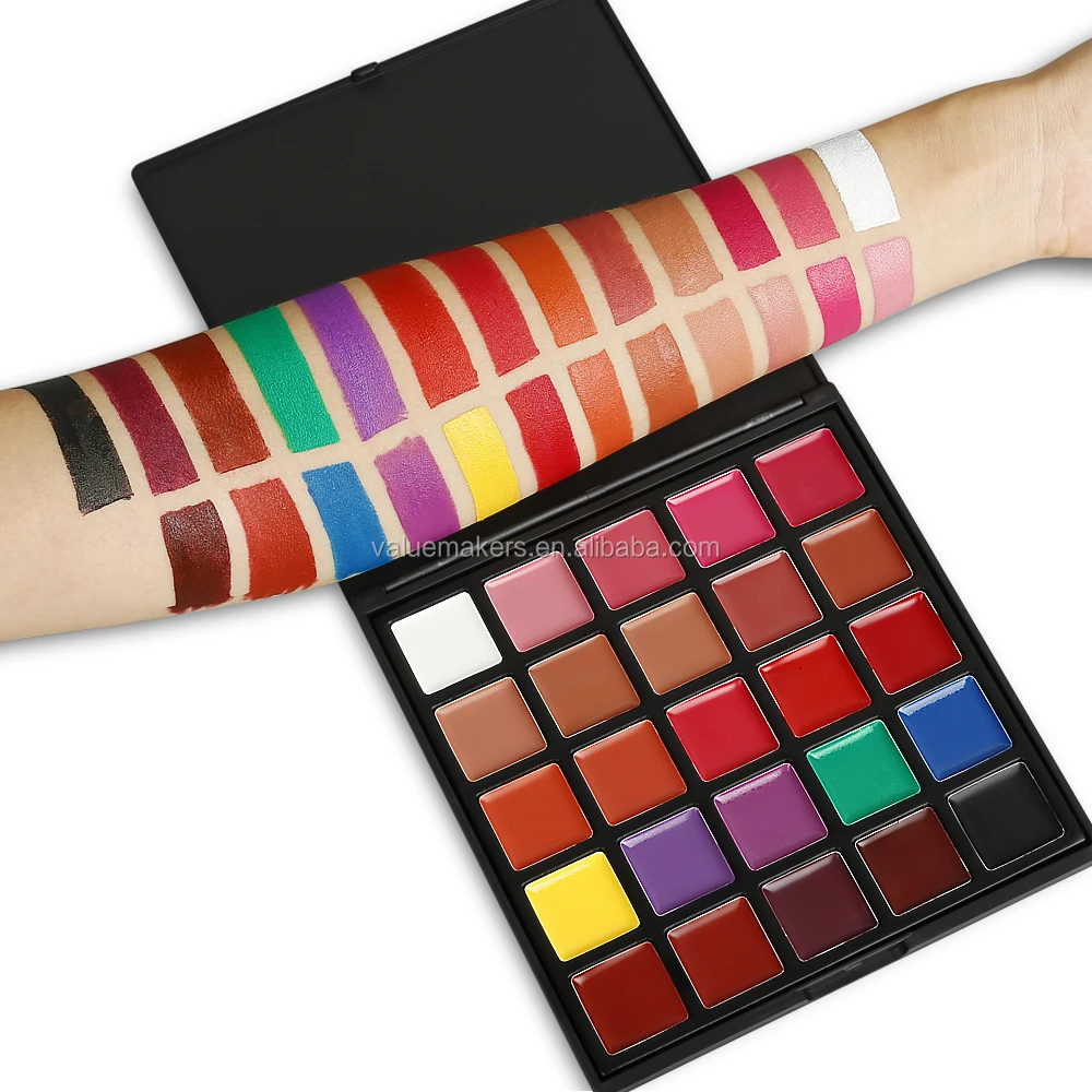 wholesale private label cosmetics liquid matte lipstick palette 25 colors makeup lipstick pan