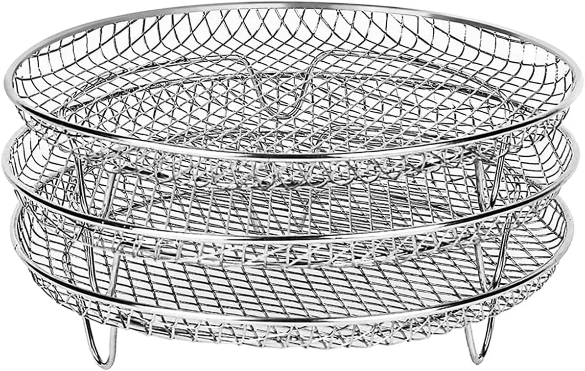 Stackable Air Fryer Accessories Air Fryer Basket Tray Multi-layer Dehydrator Rack Stainless Steel 7.8inch Custom Horno LH PTFE