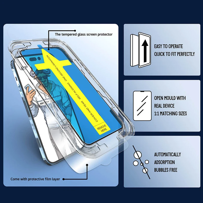 For iPhone 13 14 Pro max tempered glass installation for iphone easy install screen protector easy app installation kit