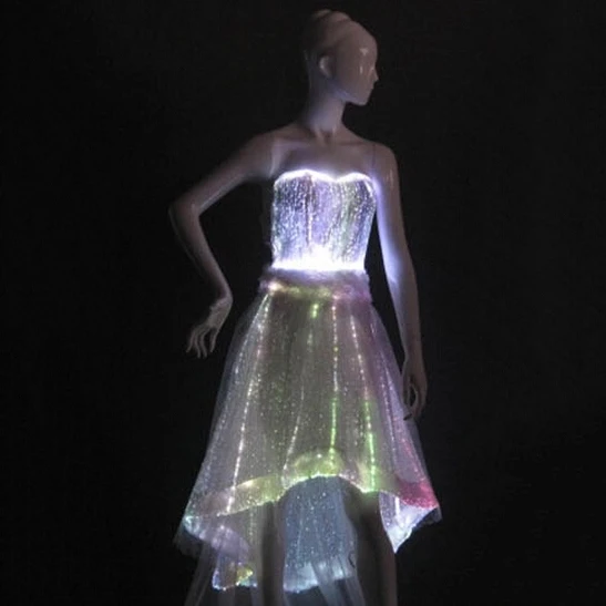 
Popular ball gown fiber optic led light mini evening dress 