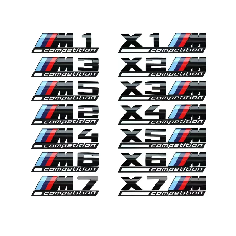 ABS M logo Car 3D M Competition Sticker ABS Emblem Badge Styling Decal For BMW X1 X2 X3 X4 X5 X6 M1 M2 M3 M4 M5 M6 E39 E46 E90 E