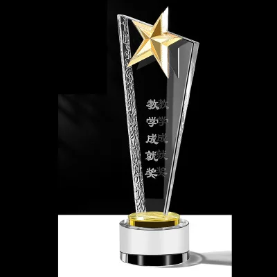 Honor of crystal New Design 3d Blank star Diamond Shape Golf Exclusive Award Honor Crystal Cup Trophy