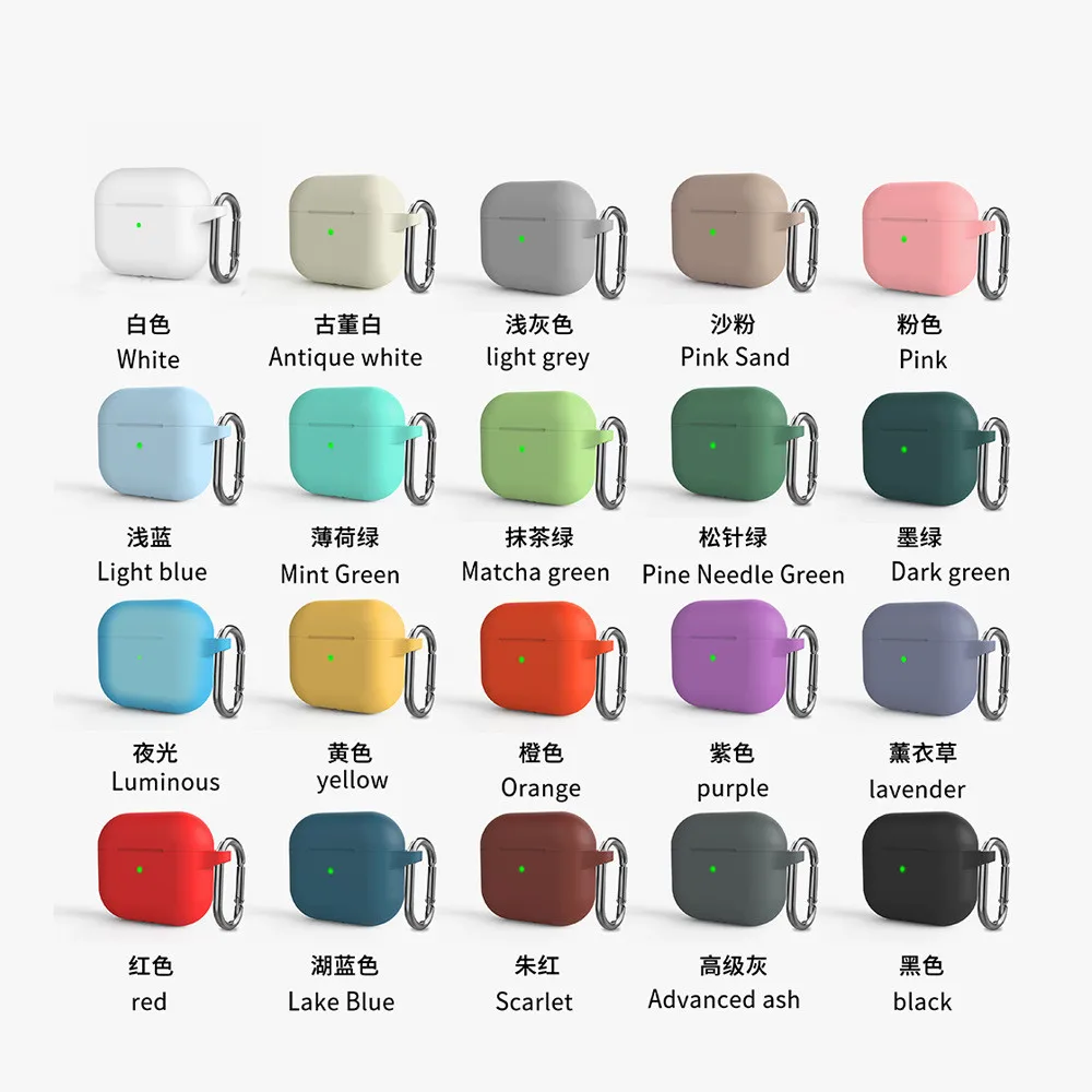 2021 With Metal Buckle 3 Generation Silicon Solid Color Earphones Cover For Airpods 3 Case