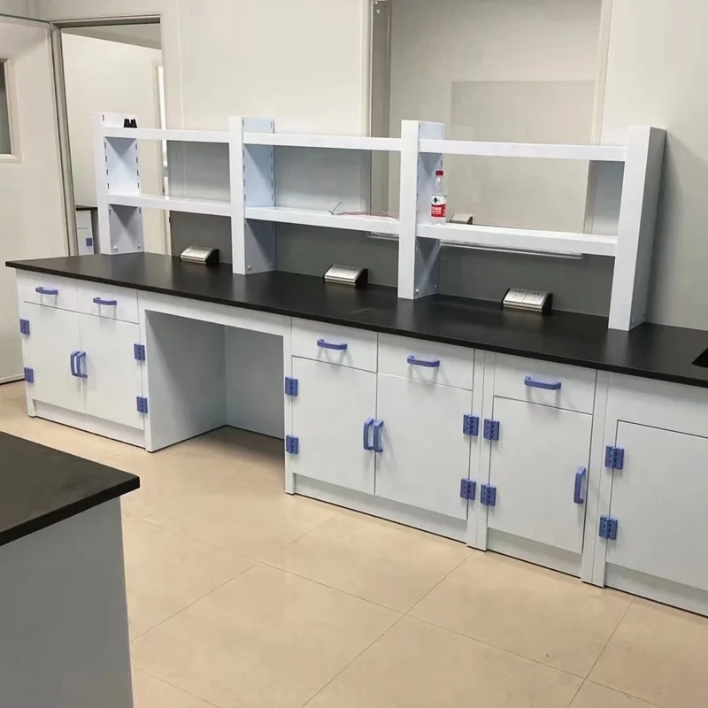 High Quality PP Laboratory Wall Bench White Polypropylene Lab Table Strong Acid and Alkali Resistance