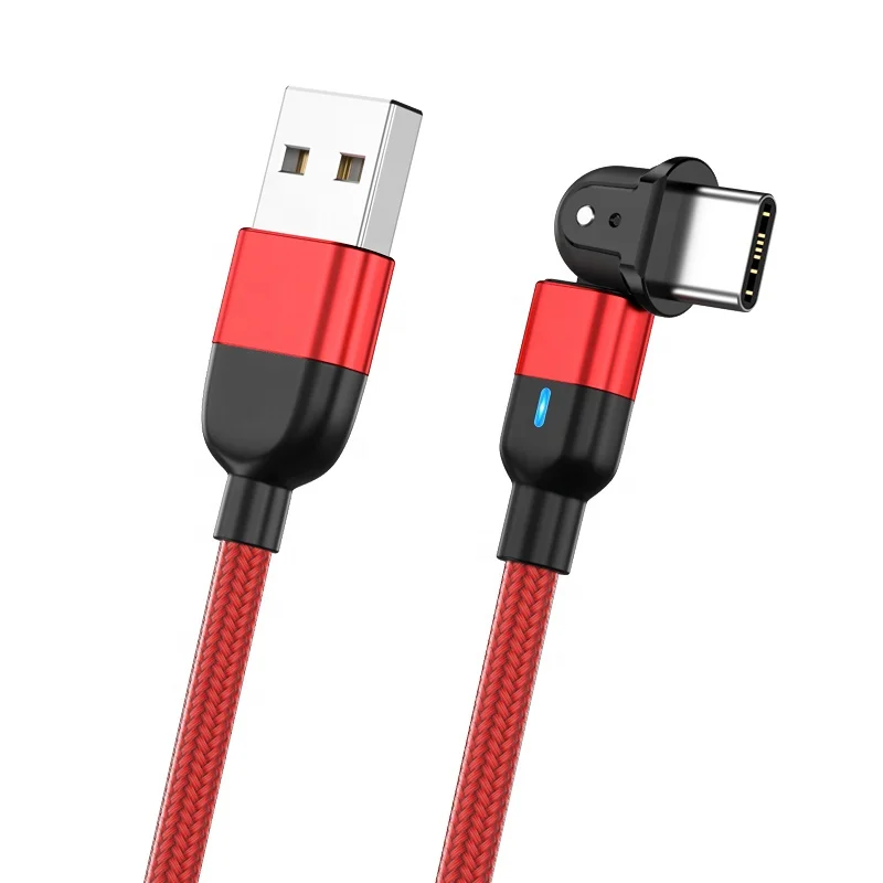 180 degree rotating nylon braided data cable 3A fast charging usb c cable type c cable fast charging for android phones