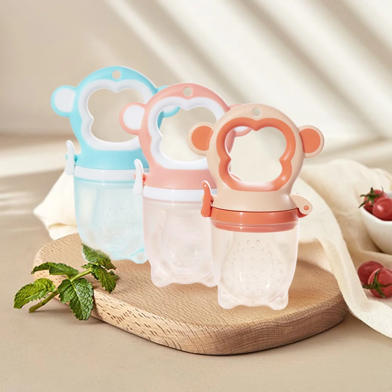 BPA Free Monkey Shape Silicone Baby Fresh Food Fruit Feeder Hot Food Grade Silicone Cute Style for Feeding
