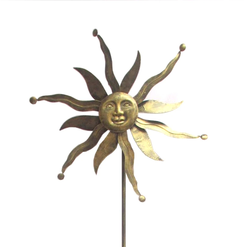 Sun Face Wind Spinner Garden Decoration Ornament Knetic 3D Metal Copper Wind Spinners