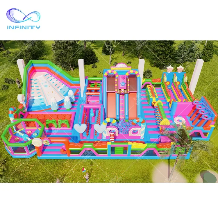 Candy  theme park inflatable  jump bounce Volcano climb obstacle amusement equipment inflatable playground games