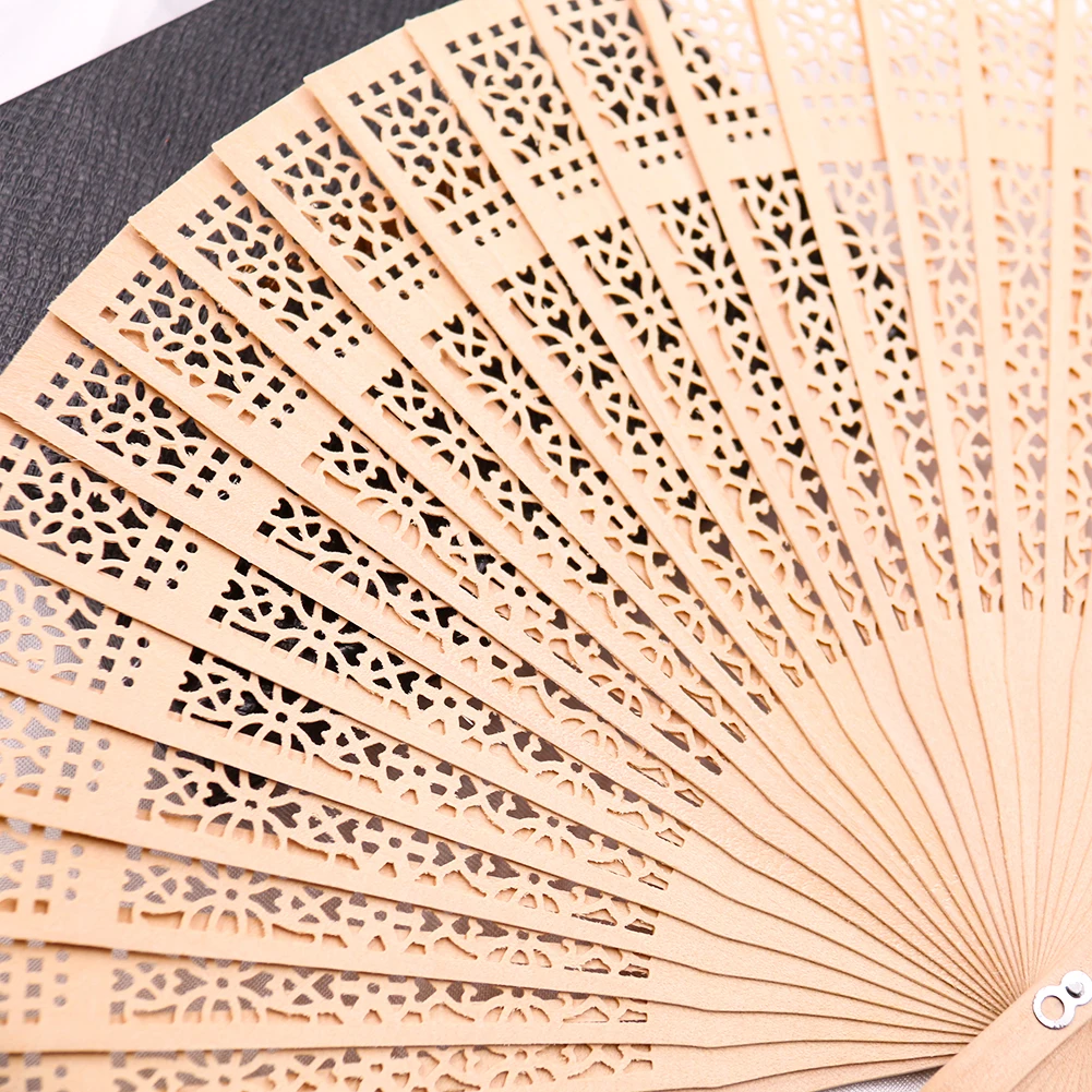 Personalized design carved bamboo hand  folding  fan for wedding dance decoration