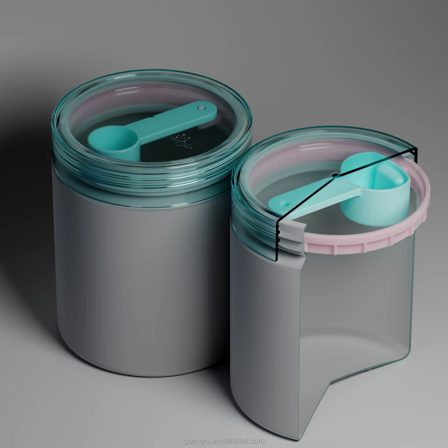 Innovative Scoop Hook Design for Easy Access to Soybean Protein, Whey Protein, Coffee Beans & Powder Plastic Powder Bottle