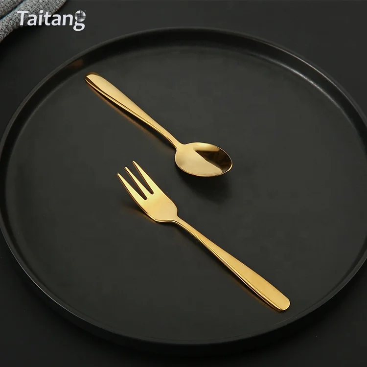 Hotel Restaurant 304 Spoon Fork Knife Gold Flatware, Wedding Stainless Steel Cutlery Flatware Set