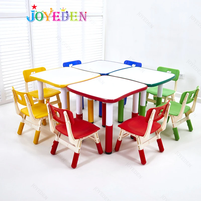 Набор детских пластиковых стульев и столов с регулируемой высотой для дошкольного класса