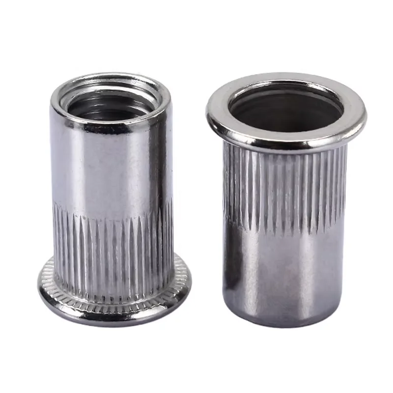 INOX Stainless Steel SUS304 Knurled Flat Round Head Rivet Nut