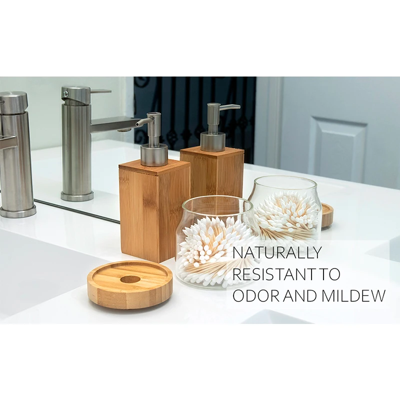 Wholesale Price Eco-friendly Bamboo Soap Dispenser Sustainable Durable Bath Room Custom Logo Bamboo Liquid Soap Dispenser