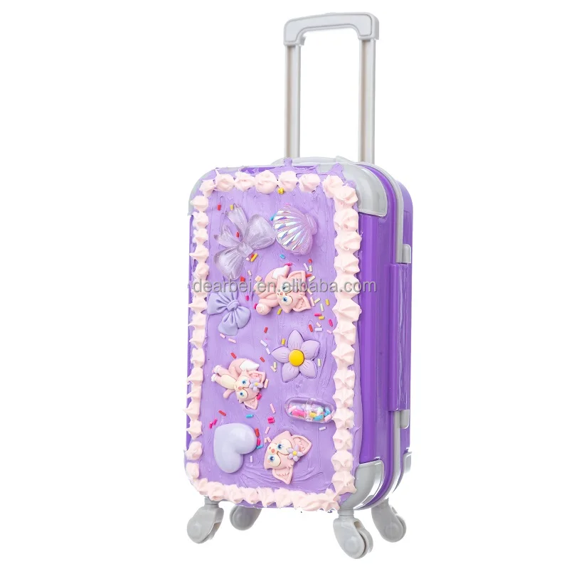 1Pcs Dollhouse Miniature Luggage Suitcase Storage Trolley Case Travel Holiday Toy Dolls House Handbag Model for Barbie doll