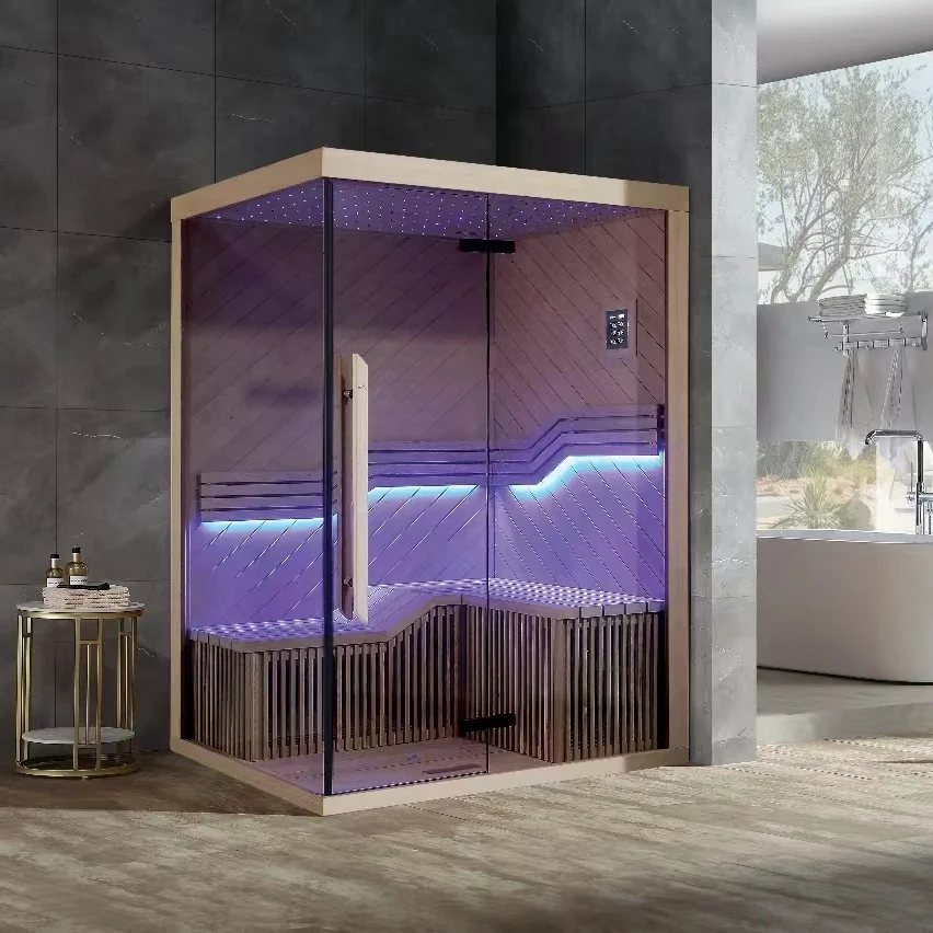new design NTH 2 people wood design infrared wooden dry indoor steam room sauna china supplier