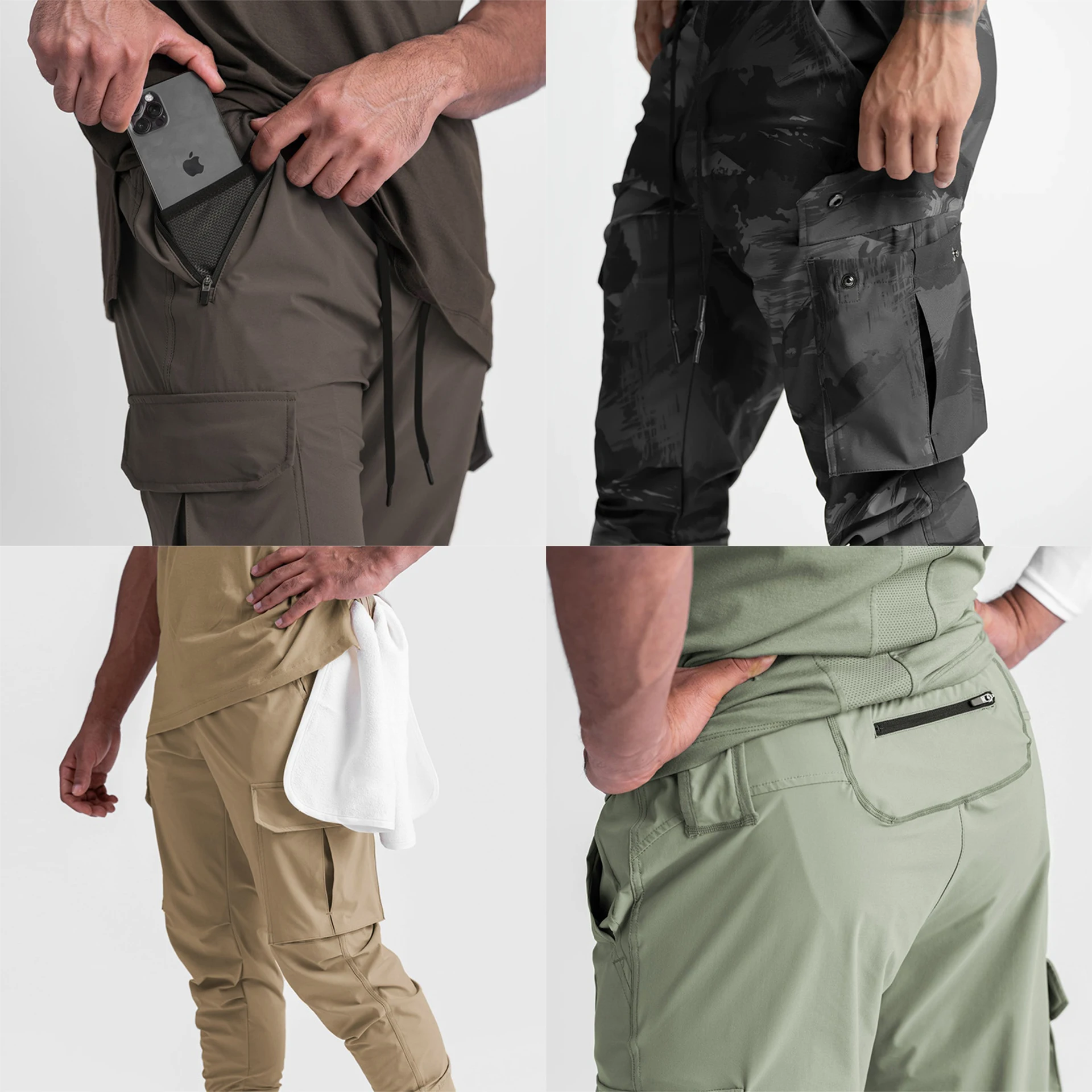 Custom Men Running Training Gym Leggings Sweat Pants Jogger Drawstring Streetwear Skinny Trousers Cargo Pants