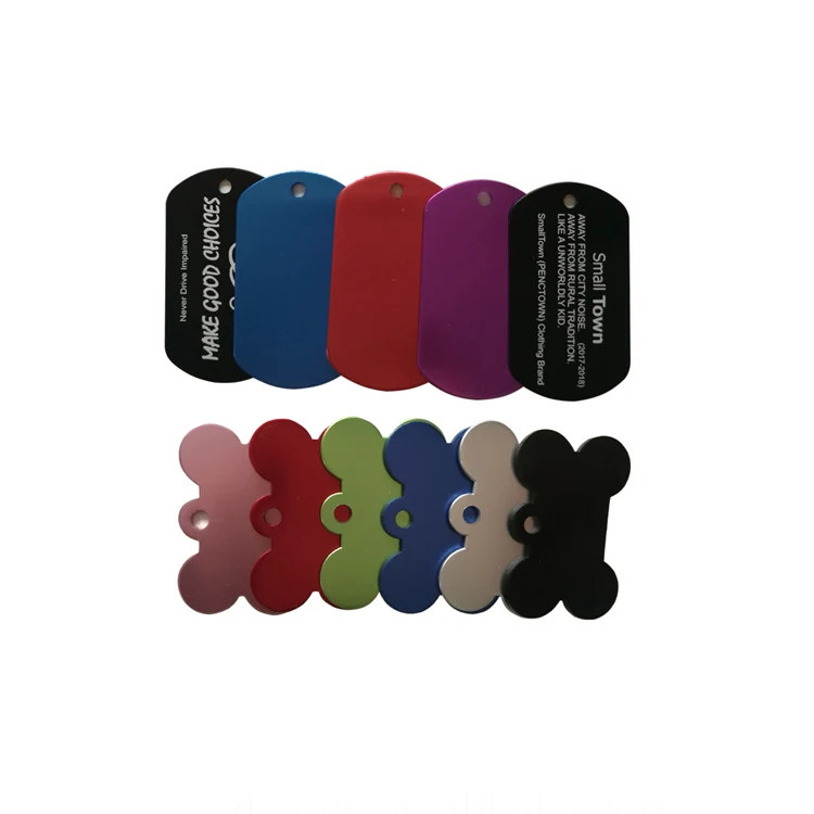 custom laser metal oxidized QR code dog tag wholesale blank anodized aluminium laser engraving metal dog name tag plate