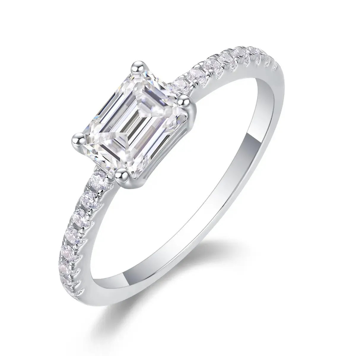 Women Moissanite Diamond Jewelry 925 Sterling Silver Rings Half drill Transverse plane cube sugar ring For Women Luxury Wedding